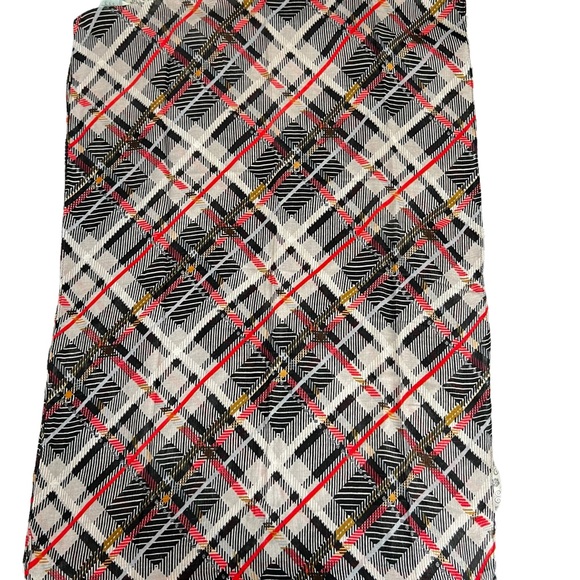 Vera Bradley Soft Fringe Scarf in Sofia Plaid Black Red 74”x25.5” - Picture 6 of 12